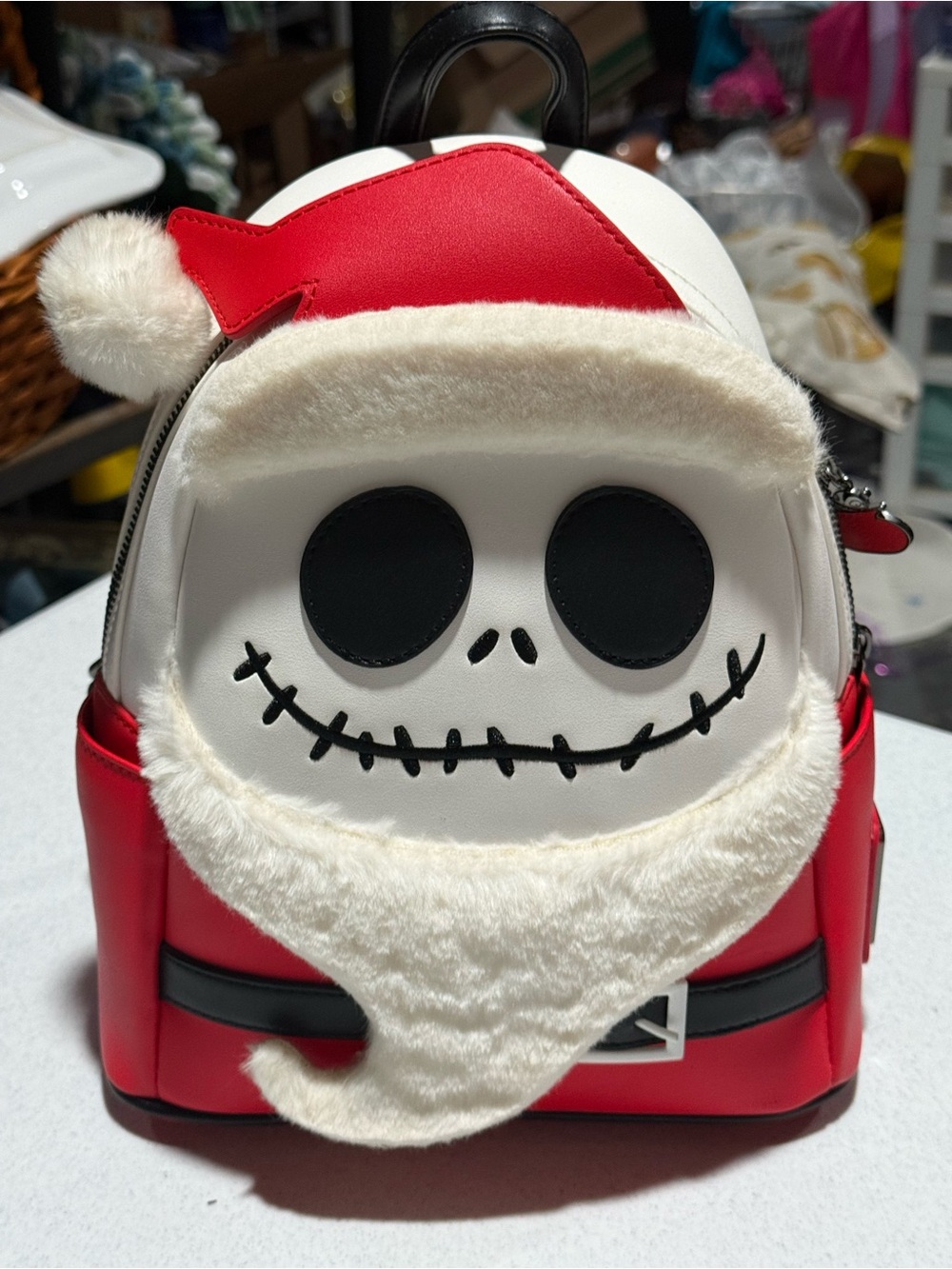 Loungefly Jack Skellington Santa Kids Backpack - Red, White, Black